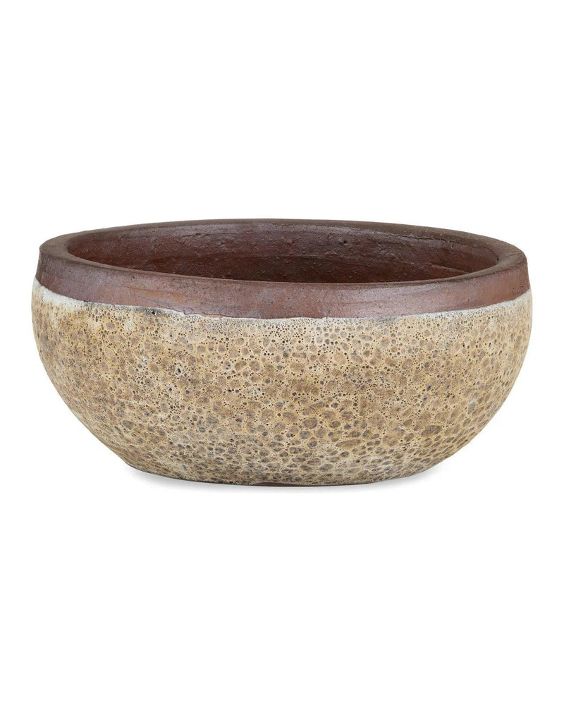 5.5 in. Lyra Ceramic Brown Planter Outdoor Planters LOOMLAN By Currey & Co