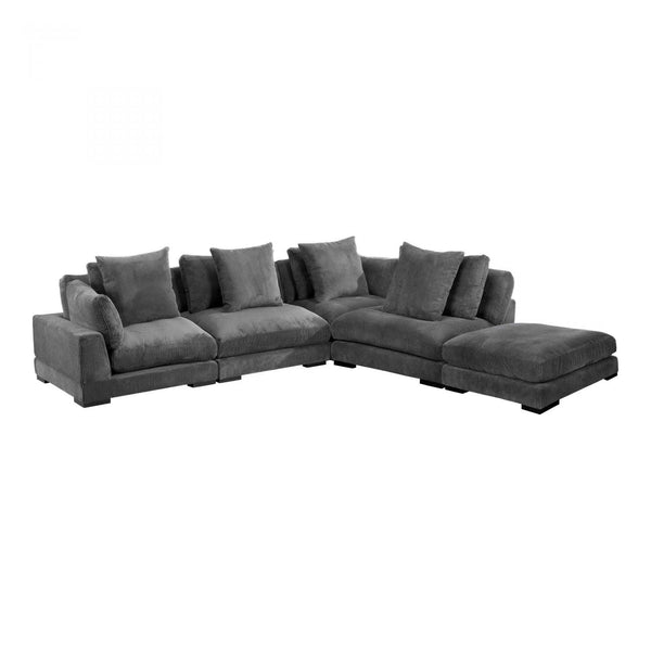 5 PC Grey Corduroy Couch Reversible Modular Sofa Modular Sofas LOOMLAN By Moe's Home