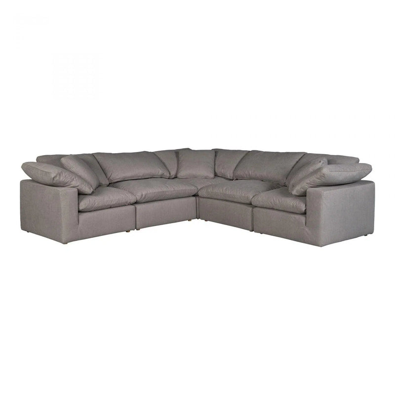 5 PC Set Stain Resistant Grey Large Classic Sectional Modular Modular Sofas LOOMLAN By Moe's Home