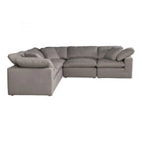 5 PC Set Stain Resistant Grey Large Classic Sectional Modular Modular Sofas LOOMLAN By Moe's Home