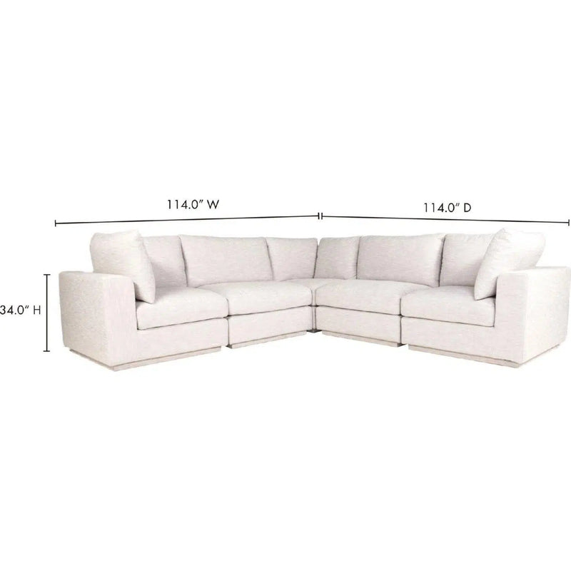 5 PC Set Taupe Fabric Classic L Modular Modular Sofas LOOMLAN By Moe's Home