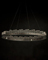 50.75 dia. Pleiades Iron and Seeded Crystal Silver Chandelier Chandeliers LOOMLAN By Currey & Co
