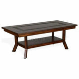 50" Dark Wood Stain Slate Cocktail Coffee Table 1 Storage Shelf Coffee Tables LOOMLAN By Sunny D