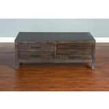 50" Rectangular Distressed Wood Vintaged Coffee Table 5 Drawers Coffee Tables LOOMLAN By Sunny D