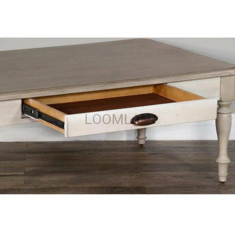 50" Rectangular Off-White Vintaged Cocktail Coffee Table Coffee Tables LOOMLAN By Sunny D