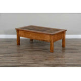 50" Rectangular Rustic Coffee Table Slate 2 Storage Drawers Coffee Tables LOOMLAN By Sunny D