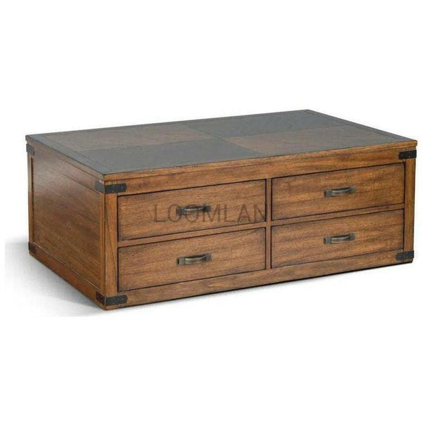 50" Rustic Wood Cocktail Coffee Table 4 Large Storage Drawers Coffee Tables LOOMLAN By Sunny D