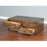 50" Rustic Wood Cocktail Coffee Table 4 Large Storage Drawers Coffee Tables LOOMLAN By Sunny D