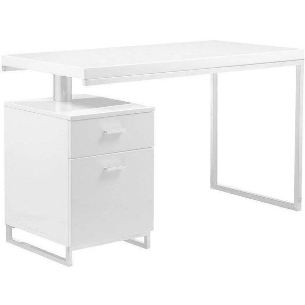 51 Inch White Modern Executive Desk Home Office Desks LOOMLAN By Moe's Home