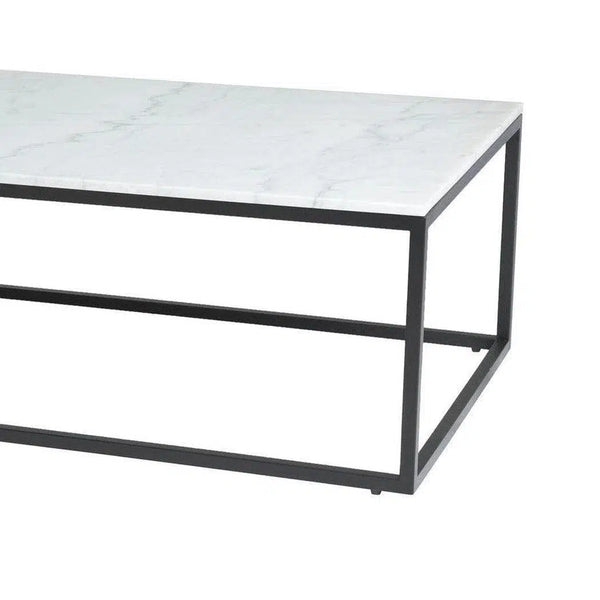 51" White Rectangle Coffee Table Marble Top With Metal Base Coffee Tables LOOMLAN By LH Imports