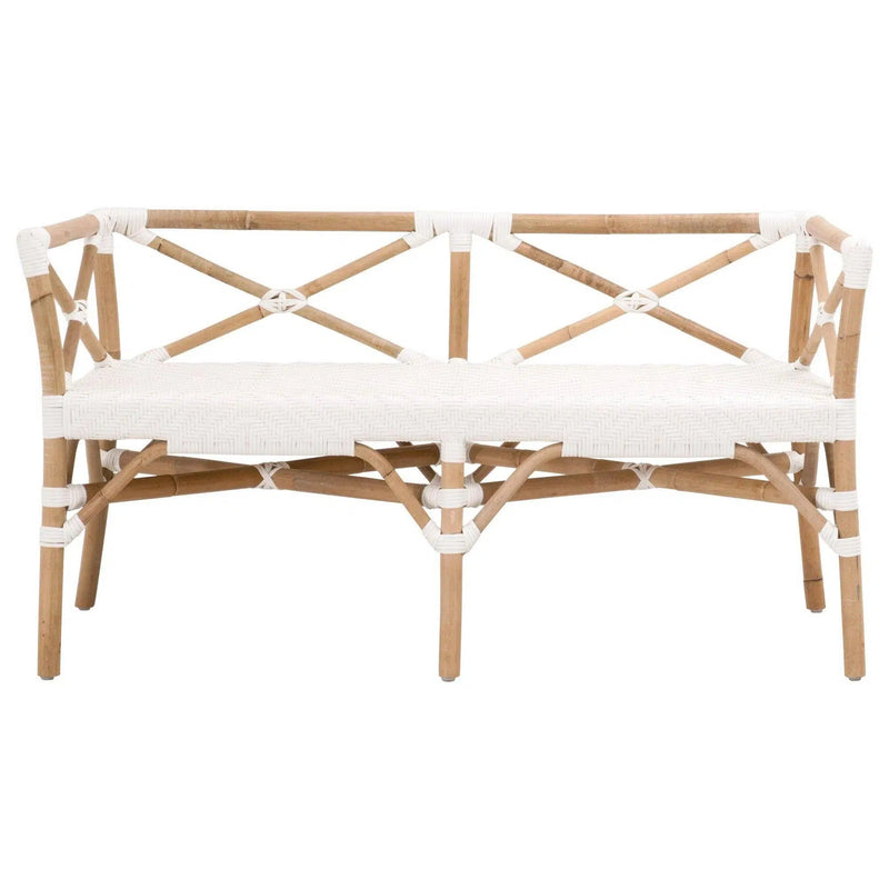 52" Palisades Bench White Binding Natural Rattan Bedroom Benches LOOMLAN By Essentials For Living