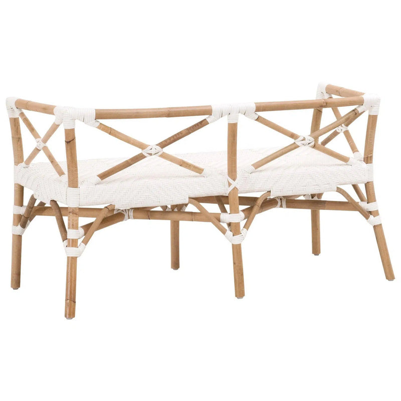 52" Palisades Bench White Binding Natural Rattan Bedroom Benches LOOMLAN By Essentials For Living