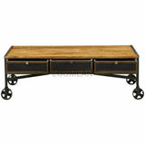 53" Rectangular Coffee Table With Wheels and Drawers Coffee Tables LOOMLAN By LOOMLAN