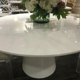 54" Contemporary High Gloss White Round Dining Table for 6 People Dining Tables LOOMLAN By Moe's Home