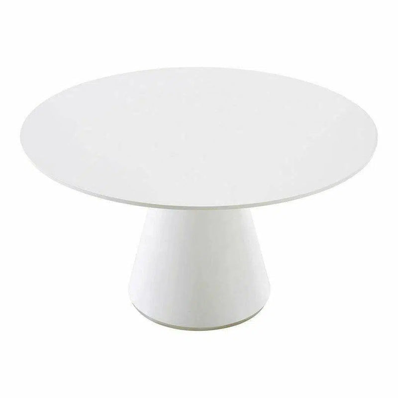 54" Contemporary High Gloss White Round Dining Table for 6 People Dining Tables LOOMLAN By Moe's Home