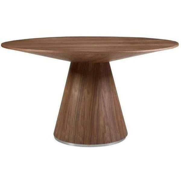 54" Contemporary Semi Gloss Brown Round Dining Table for 6 People Dining Tables LOOMLAN By Moe's Home