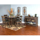 54" Round Counter Height Dining Table with Wine Rack Storage Counter Tables LOOMLAN By Sunny D