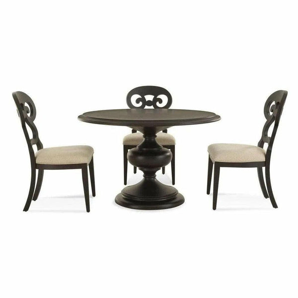 54" Round Wood Top Black Dining Table Grimes Dining Tables LOOMLAN By Bassett Mirror