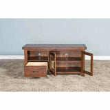 54" Rustic TV Stand Media Console Glass Doors Storage Drawers TV Stands & Media Centers LOOMLAN By Sunny D