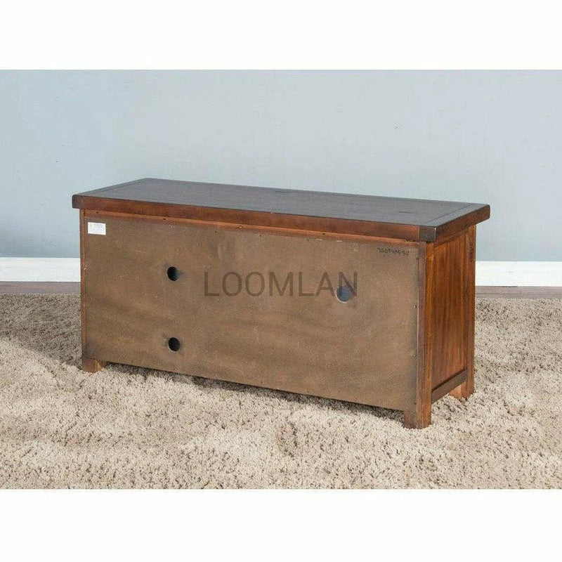 54" Rustic TV Stand Media Console Glass Doors Storage Drawers TV Stands & Media Centers LOOMLAN By Sunny D