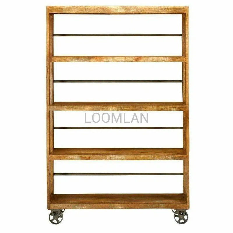 54" Rustic Vintage Reclaimed Wood Bookcase Bookcases LOOMLAN By LOOMLAN