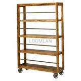 54" Rustic Vintage Reclaimed Wood Bookcase Bookcases LOOMLAN By LOOMLAN