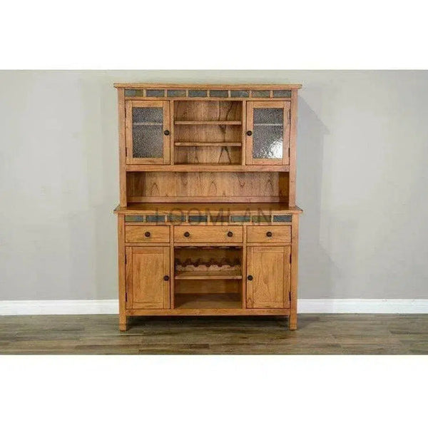 54" Solid Wood Rustic Buffet Sideboard With Wine Rack Sideboards LOOMLAN By Sunny D