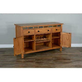 54" Solid Wood Rustic Buffet Sideboard With Wine Rack Sideboards LOOMLAN By Sunny D