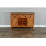 54" Solid Wood Rustic Buffet Sideboard With Wine Rack Sideboards LOOMLAN By Sunny D