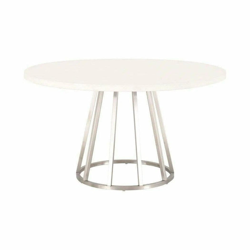 54" White Concrete Round Dining Table Top (Top Only) Dining Tables LOOMLAN By Essentials For Living