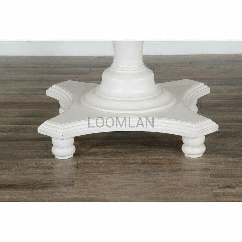 54" Wood White and Black Round Dining Table Pedestal Base Dining Tables LOOMLAN By Sunny D