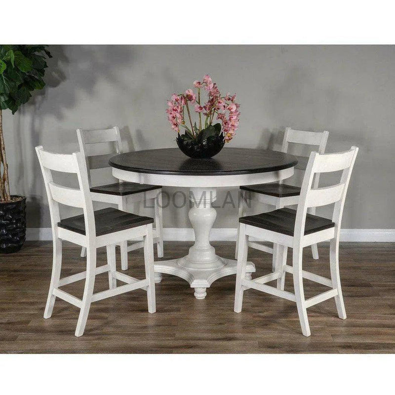 54" x 36" Round Counter Height White Dining Table Counter Tables LOOMLAN By Sunny D