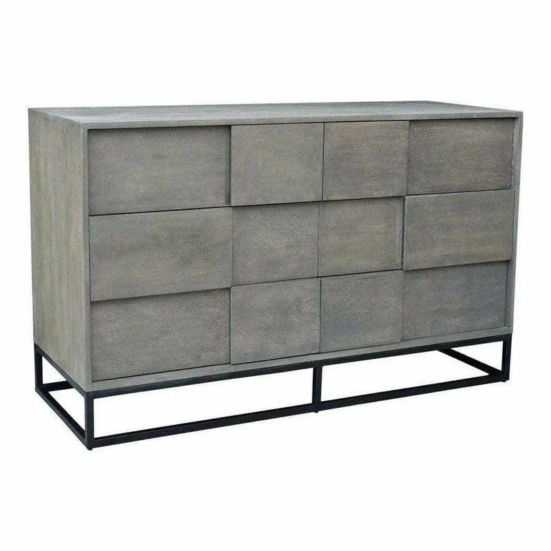 55 Inch 6 Drawer Dresser Grey Contemporary Dressers LOOMLAN By Moe's Home