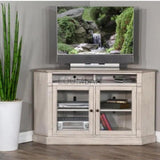 55" Wide Off White Wood Corner TV Stand Media Console With Glass Doors TV Stands & Media Centers LOOMLAN By Sunny D