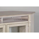 55" Wide Off White Wood Corner TV Stand Media Console With Glass Doors TV Stands & Media Centers LOOMLAN By Sunny D