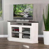 55" Wide White Wood Corner TV Stand Media Console With Glass Doors TV Stands & Media Centers LOOMLAN By Sunny D