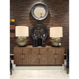 56" Ceruse Brown Carved Morombe Cocoa Credenza Cabinet Sideboards LOOMLAN By Currey & Co