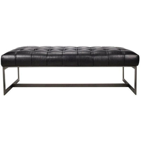 56 Inch Leather Bench Black Modern Bedroom Benches LOOMLAN By Moe's Home