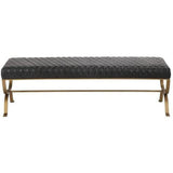 58.5 Inch Bench Onyx Black Leather Black Art Deco Bedroom Benches LOOMLAN By Moe's Home