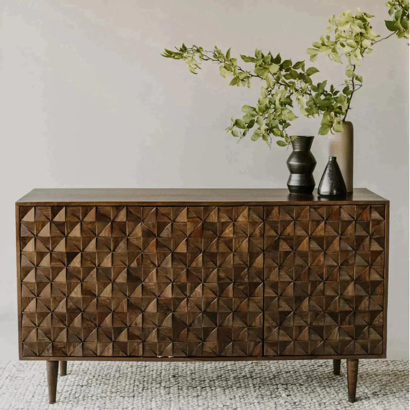 58 Inch 3 Door Brown Sideboard Mid-Century Modern Sideboards LOOMLAN By Moe's Home