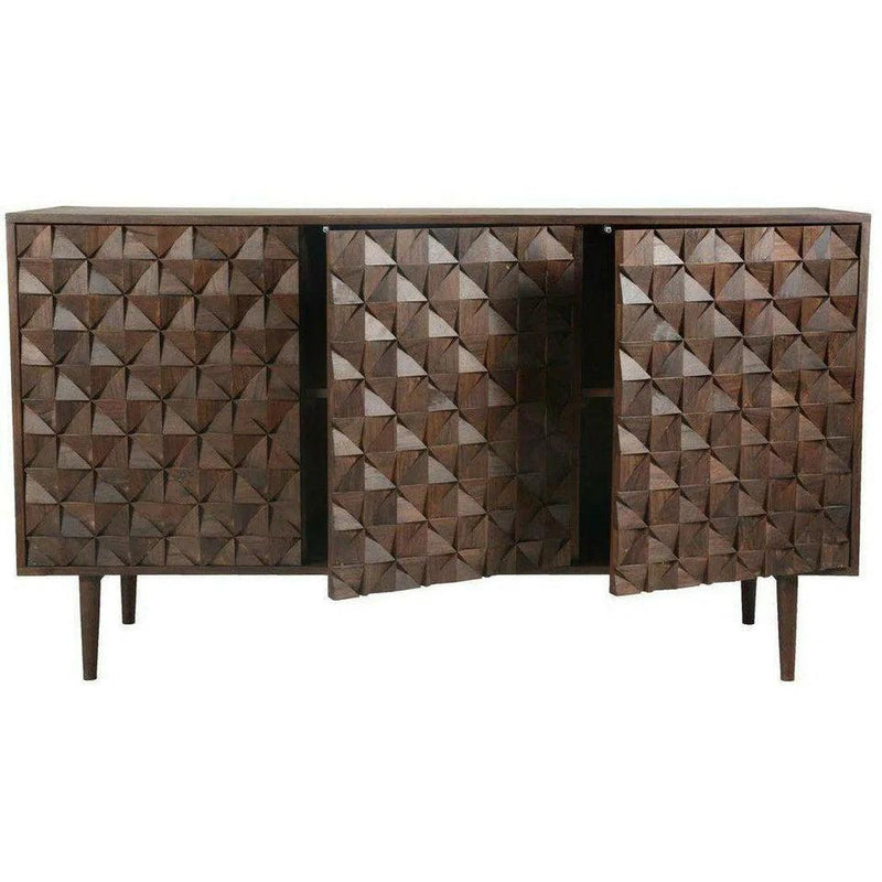 58 Inch 3 Door Brown Sideboard Mid-Century Modern Sideboards LOOMLAN By Moe's Home