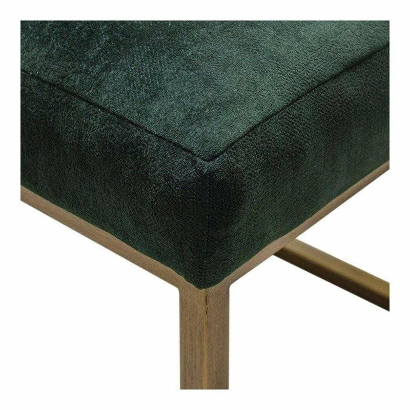 59 Inch Bench Dark Green Velvet Retro Bedroom Benches LOOMLAN By Moe's Home