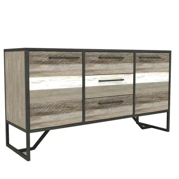 59" Small Two-Tone Acacia Wood Sideboard for Dining Room Sideboards LOOMLAN By LH Imports