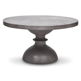 59" Spindle Fiber Reinforced Concrete Round Dining Table Outdoor Dining Tables LOOMLAN By Urbia