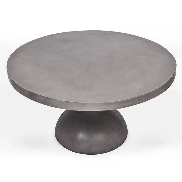 59" Spindle Fiber Reinforced Concrete Round Dining Table Outdoor Dining Tables LOOMLAN By Urbia