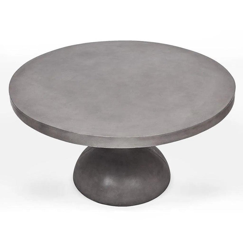 59" Spindle Fiber Reinforced Concrete Round Dining Table Outdoor Dining Tables LOOMLAN By Urbia