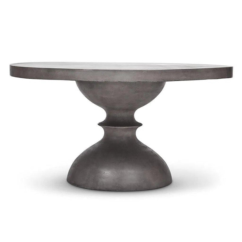 59" Spindle Fiber Reinforced Concrete Round Dining Table Outdoor Dining Tables LOOMLAN By Urbia