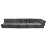 5PC Corner Modular Sectional Scooped Seat in Grey Fabric Modular Sofas LOOMLAN By Diamond Sofa