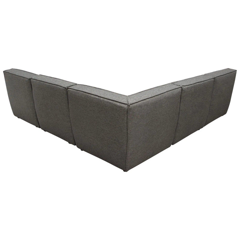 5PC Corner Modular Sectional Scooped Seat in Grey Fabric Modular Sofas LOOMLAN By Diamond Sofa