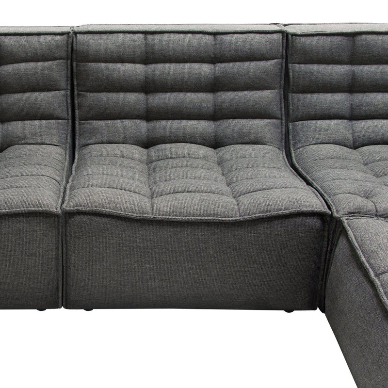 5PC Corner Modular Sectional Scooped Seat in Grey Fabric Modular Sofas LOOMLAN By Diamond Sofa